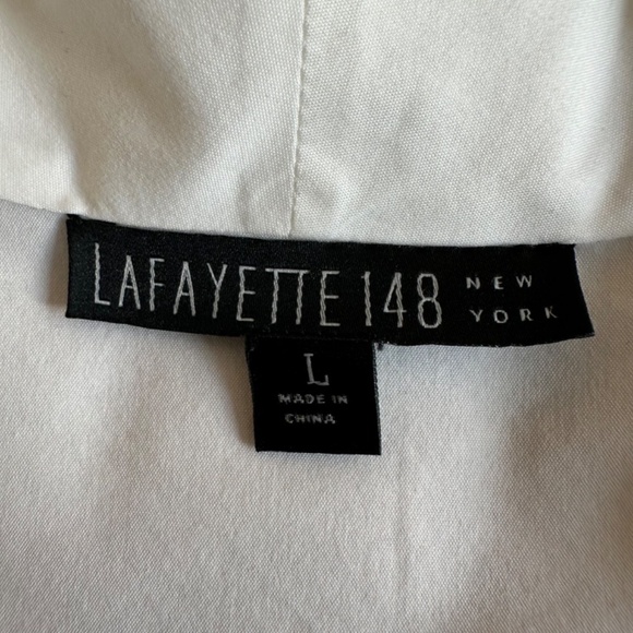 Lafayette148 White Top/Blouse/Tunic Short Sleeve Surplice Neck Wrap Front Large - Picture 4 of 16